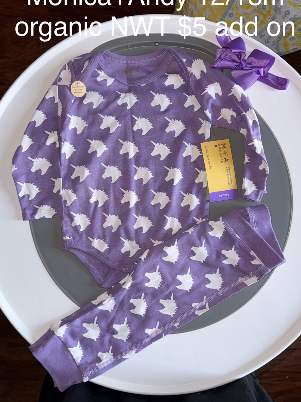 Monica + Andy Purple Unicorn Organic Kids Pant Set - Long Sleeve Matching Set